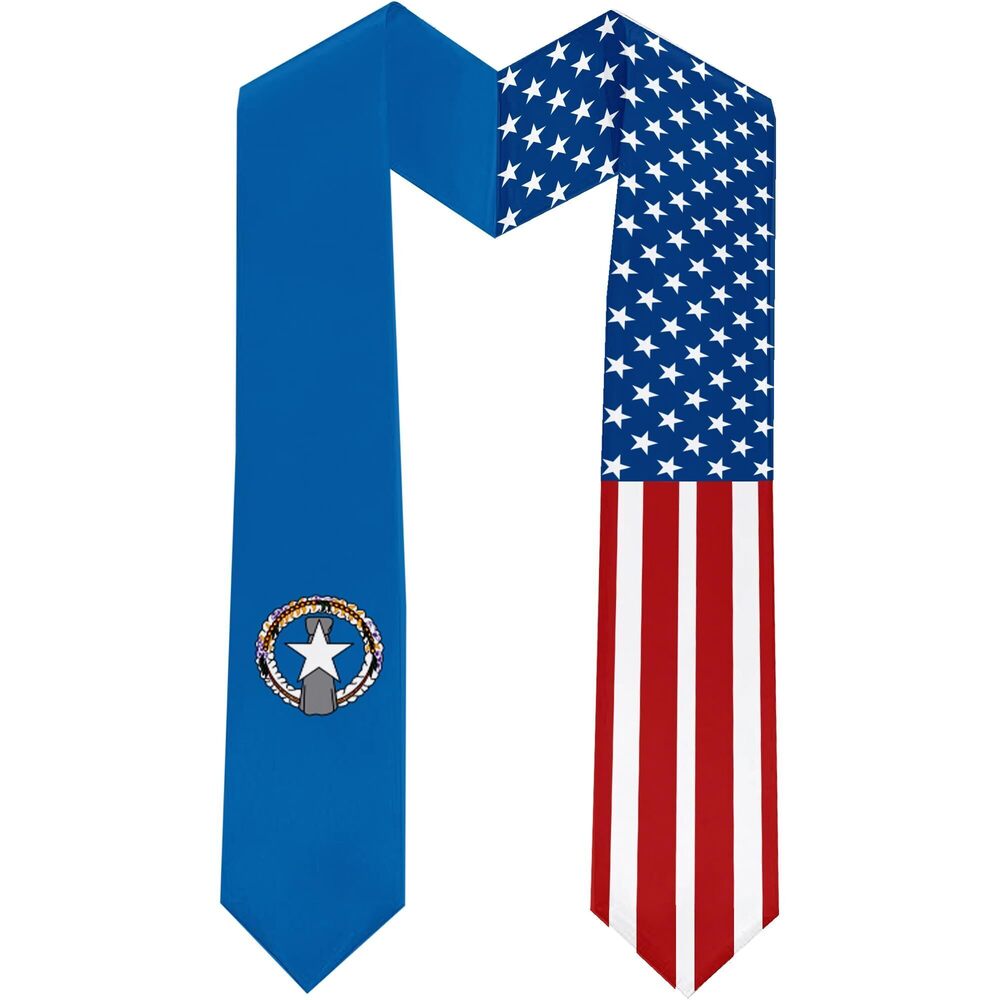 7983 2025 The Northern Mariana Islands Flag and USA Flag Graduation Stole